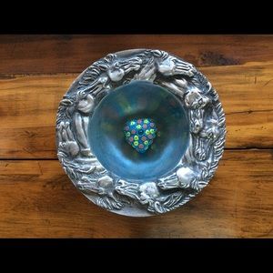 Stunning pewter horse bowl